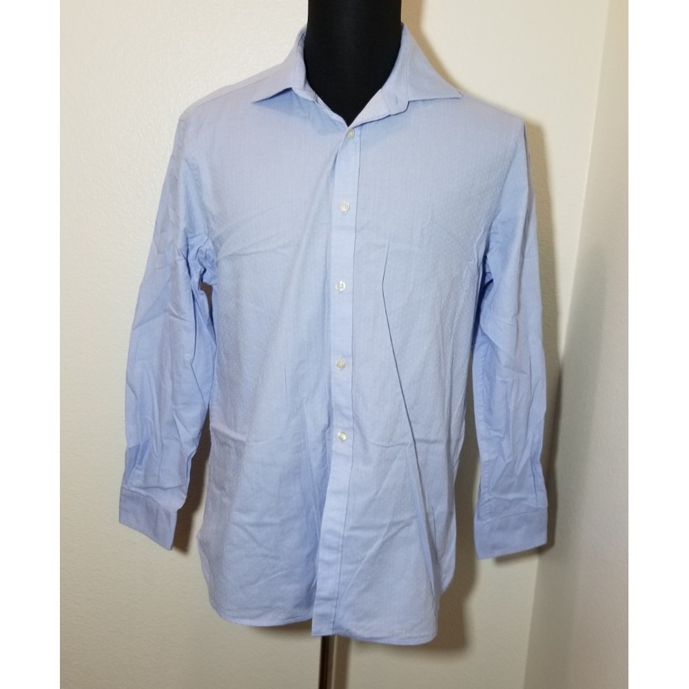 Michael Kors Mens L 16 32/33 Slim Fit Dress Shirt Light Blue Preppy Minimalist